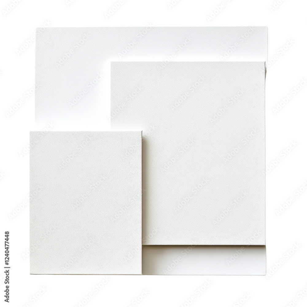 Leinwandbilder The image shows three white rectangular canvases layered to create an abstract minimalist composition.