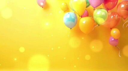  colorful balloons on a festive yellow background - Powered by Adobe