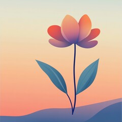 Fototapeta premium A single stylized flower blooms at sunset