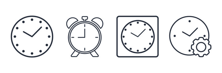 Clock Time icon symbol vector sign isolated on white background illustration for graphic and web design