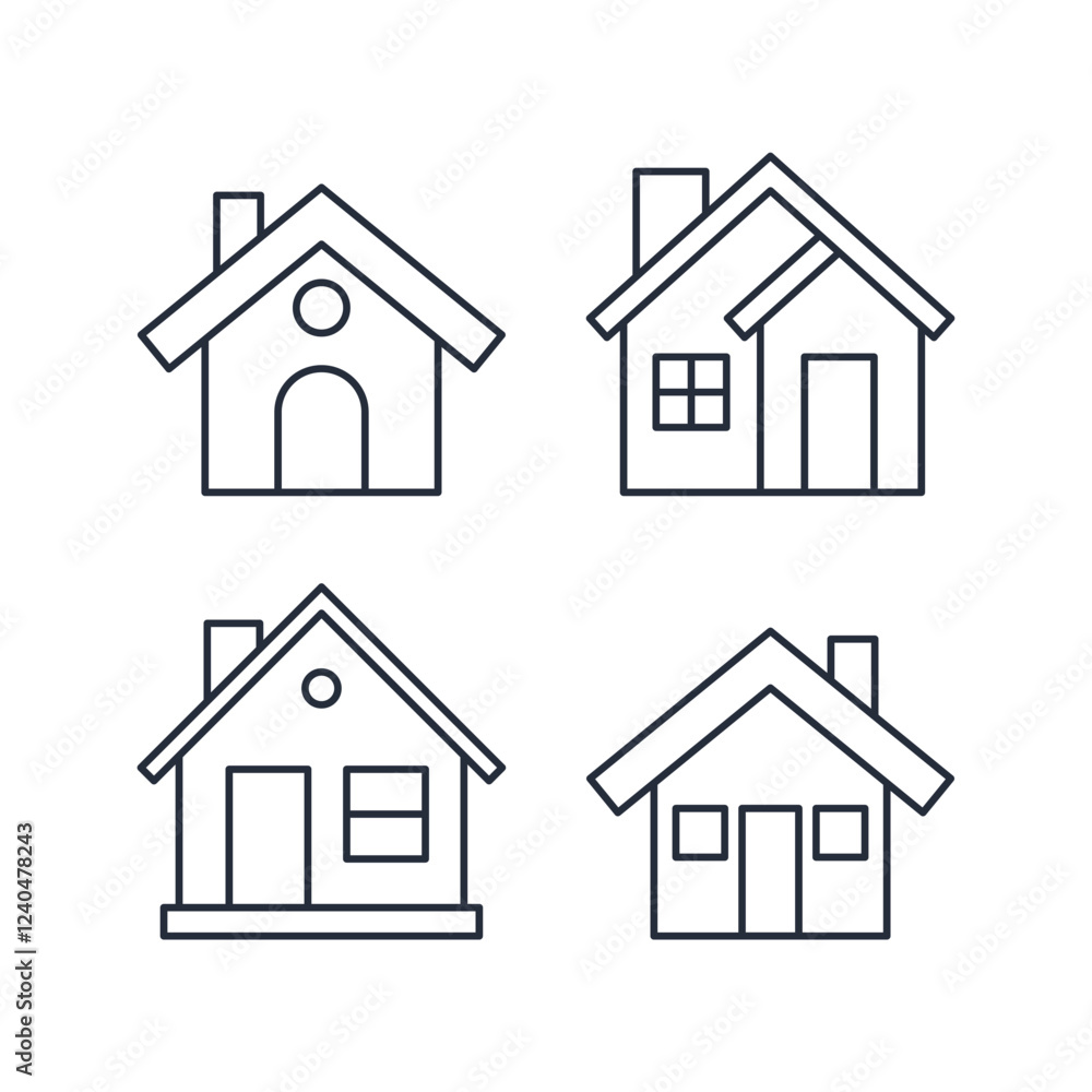 Aufkleber simple set home icon template color editable. house pack symbol vector sign isolated on white backgr