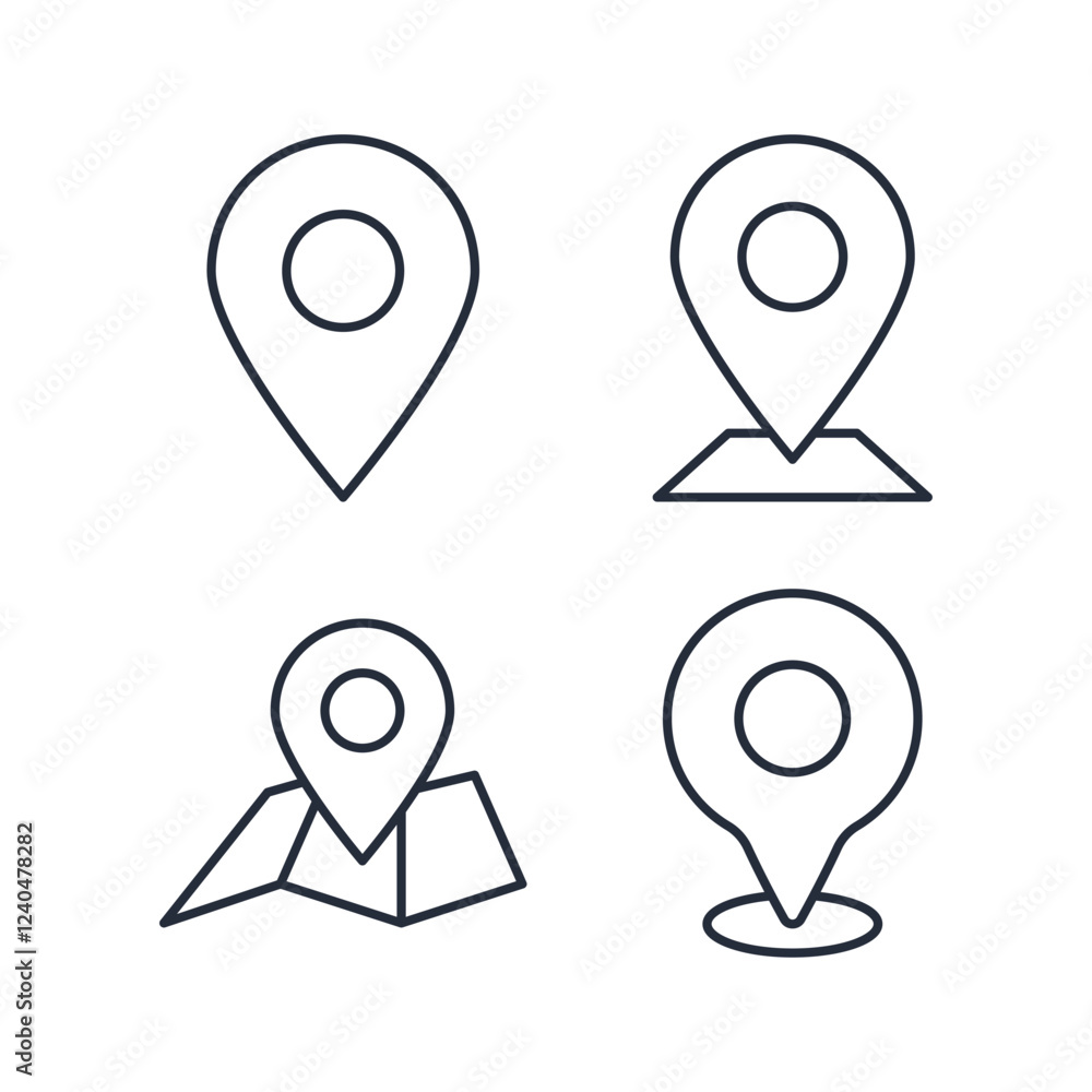 Poster location pin icon symbol vector sign isolated on white background illustration for graphic and web d