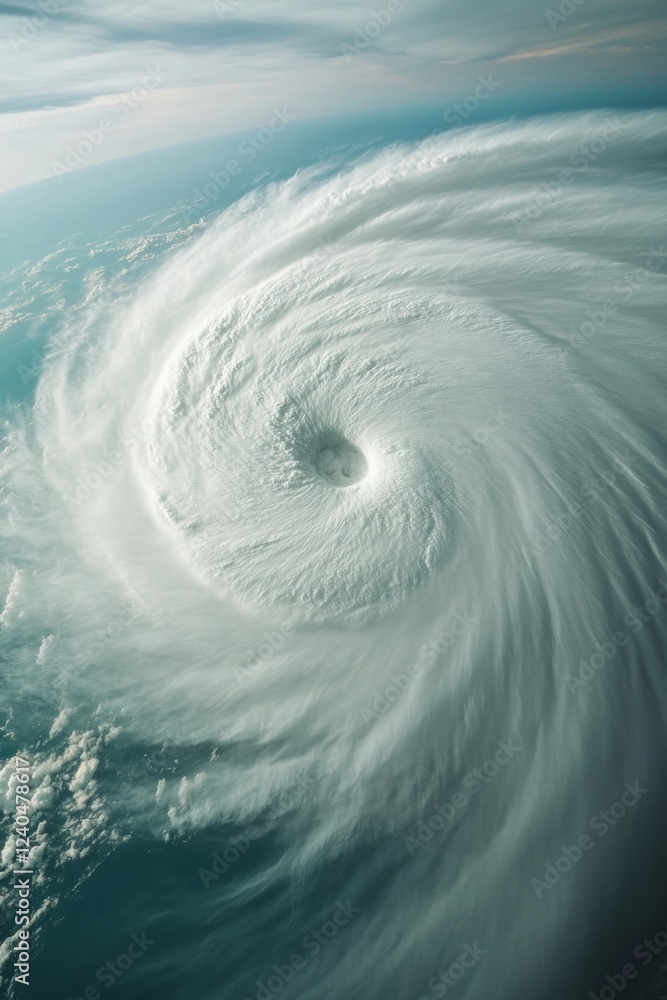 Aufkleber Cinematic Meteorological Visualization Satellite Hurricane Eye with Dynamic Wind Patterns - Climate Tech Insight and Disaster Preparedness for Modern Environmental Solutions