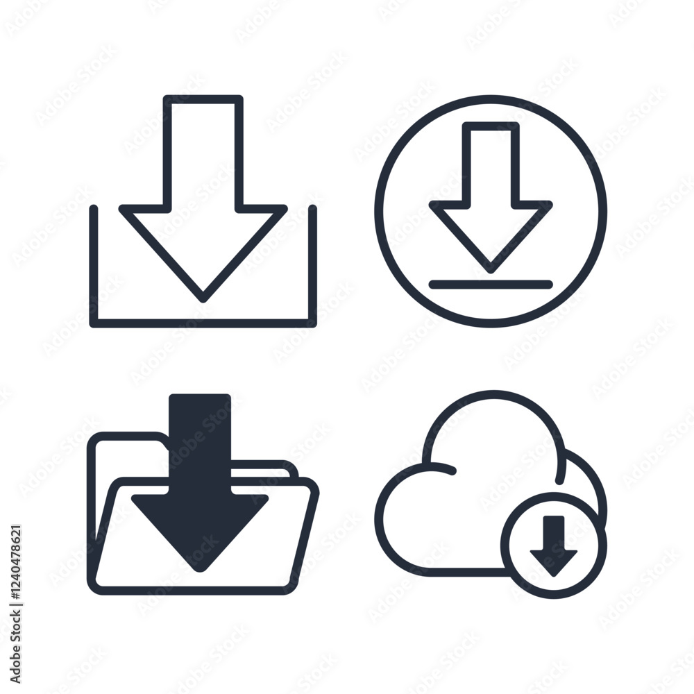 Poster download icon symbol vector sign isolated on white background illustration for graphic and web desig
