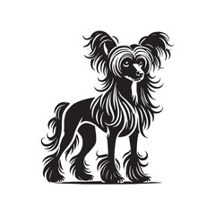 Chinese Crested Dog Vector Silhouette - Minimalist Chinese Crested Dog Design - Illustration of Chinese Crested Dog.