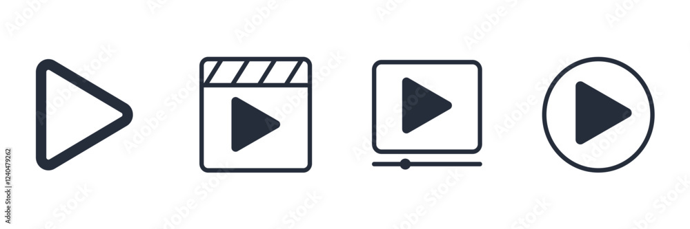 Poster play icon symbol vector sign isolated on white background illustration for graphic and web design