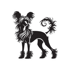 Chinese Crested Dog Vector Silhouette - Minimalist Chinese Crested Dog Design - Illustration of Chinese Crested Dog.