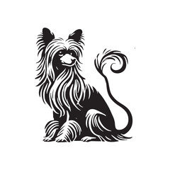 Chinese Crested Dog Vector Silhouette - Minimalist Chinese Crested Dog Design - Illustration of Chinese Crested Dog.