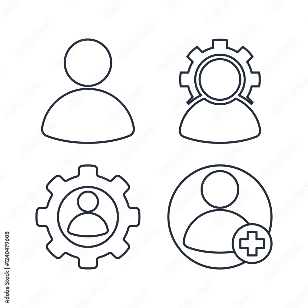 Poster Simple Set User icon template color editable. Profile pack symbol vector sign isolated on white background illustration for graphic and web design