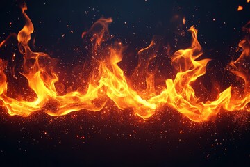 Dancing flames create an energetic display of fire against a dark background