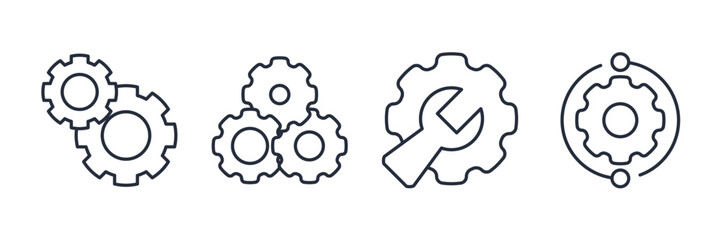 Settings Gear icon symbol vector sign isolated on white background illustration for graphic and web design