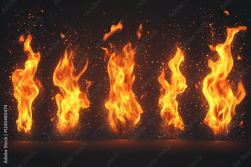 Aufkleber vibrant flames dancing against a dark backdrop create a captivating display of heat and light energy