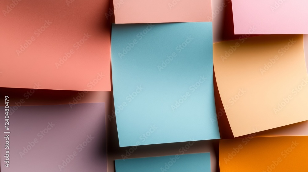 Poster contemporary workspace strategy colorful sticky notes on wall for agile project management - visual 