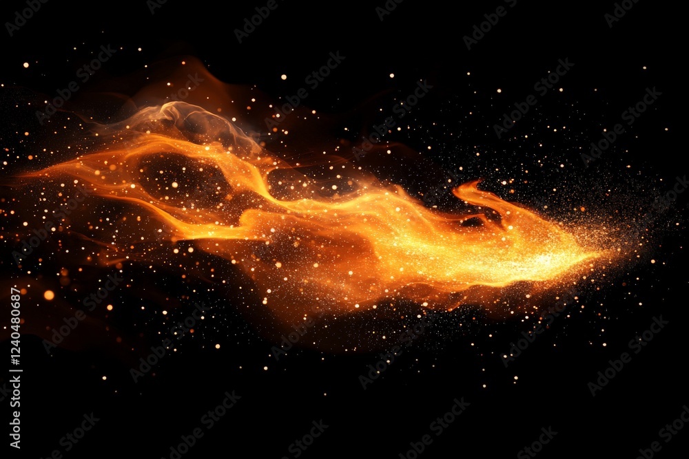 Aufkleber Dynamic bursts of orange and gold flames create abstract patterns against a dark background in captivating motion