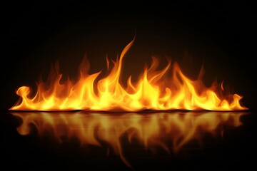 Bright flames licking upwards create a striking visual in a dark environment, showcasing fiery movement and warmth