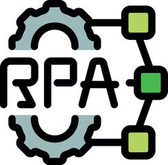 Obraz premium Illustration depicting rpa technology with gears and flowchart elements