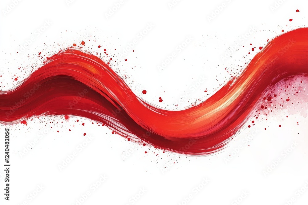 Aufkleber Abstract red wave with splashes displaying dynamic movement and energy in a vibrant artistic representation