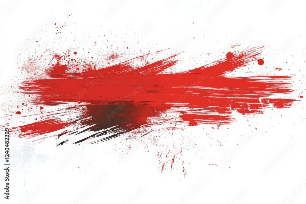 Poster abstract red and black brush strokes creating a bold artistic expression on a white background
