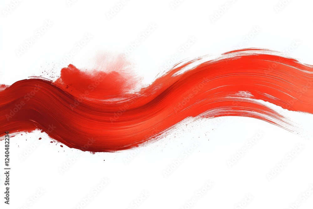 Poster vibrant red brushstroke creates a striking visual contrast against white background in an abstract a