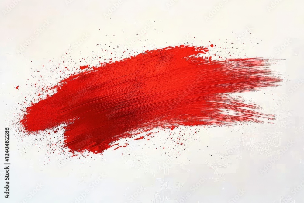 Fototapete bright red brushstroke on canvas showcasing artistic expression and creativity in a minimalist style