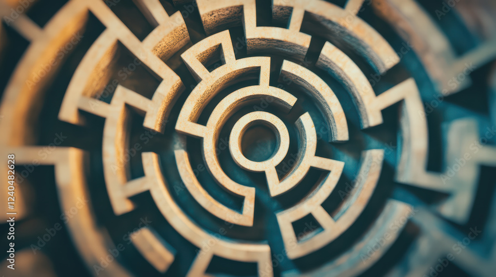 Poster abstract maze design symbolizing complex journey of mental clarity and exploration. intricate patter