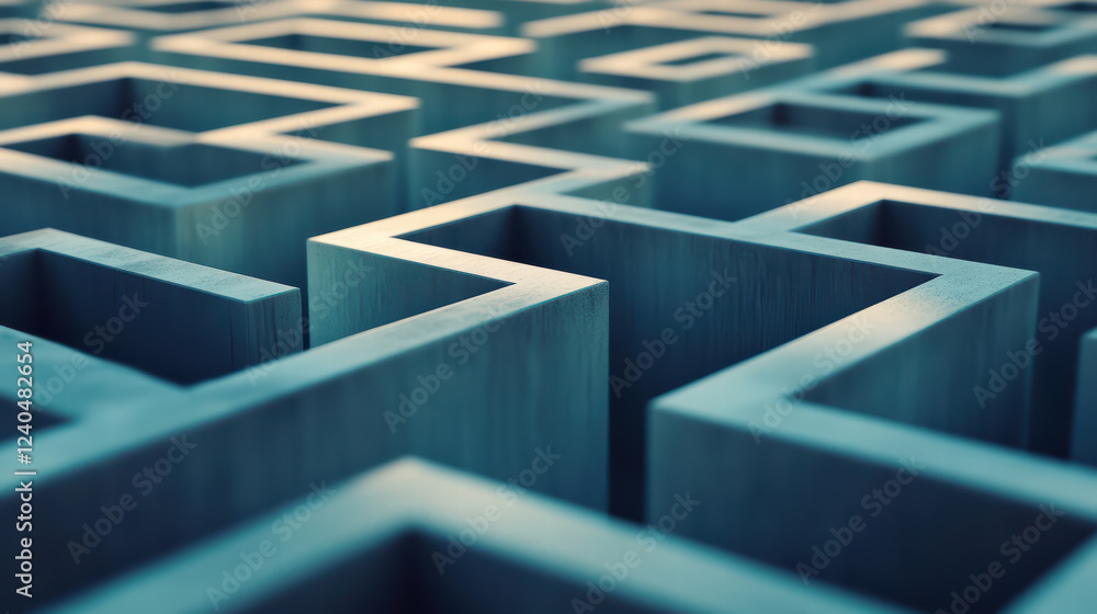 Poster abstract maze design symbolizing complexity of mental challenges and journeys. intricate patterns cr