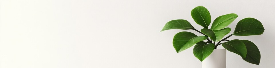 Fototapeta premium Modern Biophilic Healthcare Design Serenity in Minimalist Home with Ficus Plant and Natural Light - Holistic Wellness Marketing for Healing Spaces and Patient Care