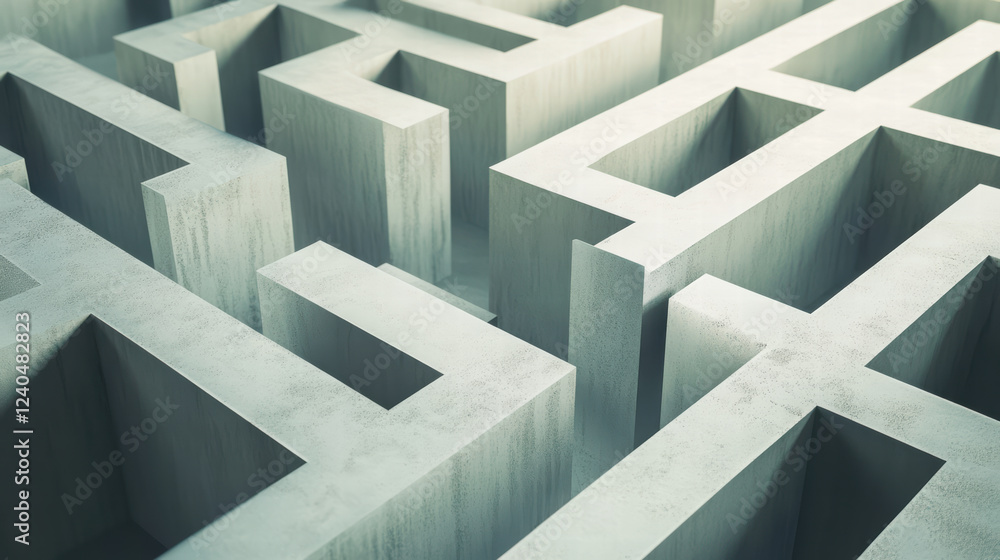 Poster abstract maze representing journey of mental clarity and exploration, showcasing intricate pathways 