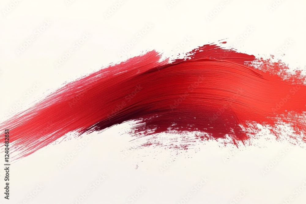 Fototapete abstract red paint stroke on canvas showcasing dynamic texture and depth in a contemporary art setti