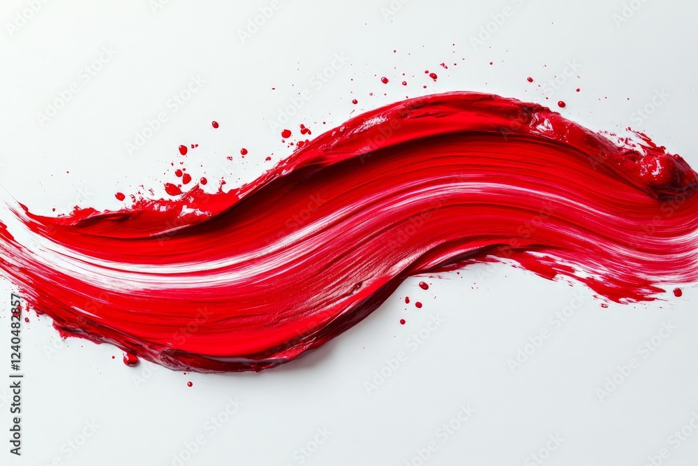 Aufkleber bright red paint stroke on white canvas showcasing artistic expression and creativity in a modern ar