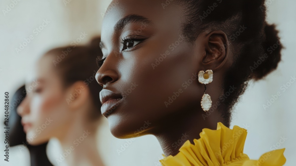 Poster creative studio editorial featuring models in soft focus