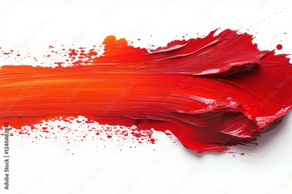 Poster vibrant red paint stroke on white canvas showcasing artistic flair and creativity in a modern art se