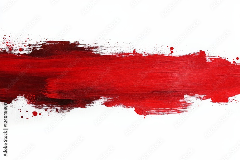Aufkleber vibrant red brushstroke with splatters on a clean white canvas showcasing artistic expression and cr