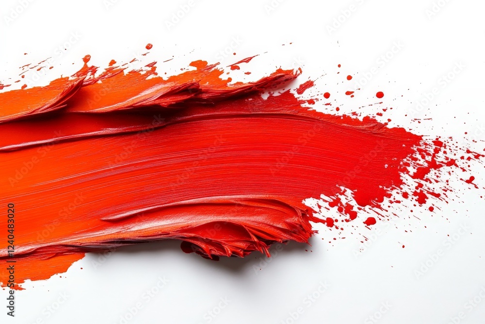 Fototapete vibrant red paintbrush strokes on a clean white background creating a dynamic artistic effect