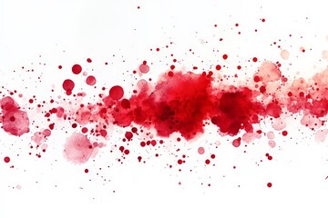 Abstract red paint splashes create a dramatic and vibrant design on a white background