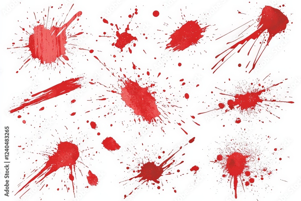 Poster red paint splatters create a dynamic and artistic composition ideal for creative projects and design