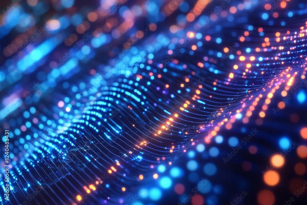 Fototapete Dynamic Tech Art Vibrant Holographic Data Streams in Fluid Motion for Innovative Digital Marketing and Futuristic Business Interfaces