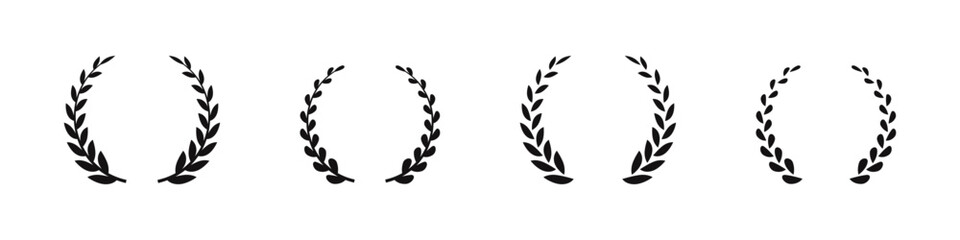 Laurel wreath icons set. Wheat and oak wreaths symbol collection. Vector illustration.
