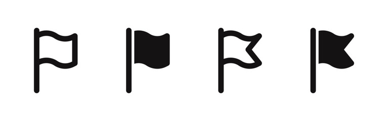 Flag icons set. Waving flags symbol collection. Vector illustration.