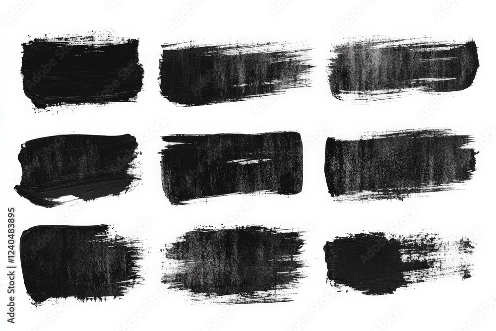 Poster black paint strokes on canvas showcasing texture and artistic expression in a minimalist design