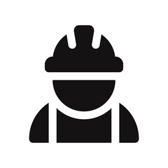 Construction worker icon. Builder man in a helmet symbol. Vector illustration.
