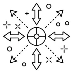 Black and white geometric shapes, directional arrows