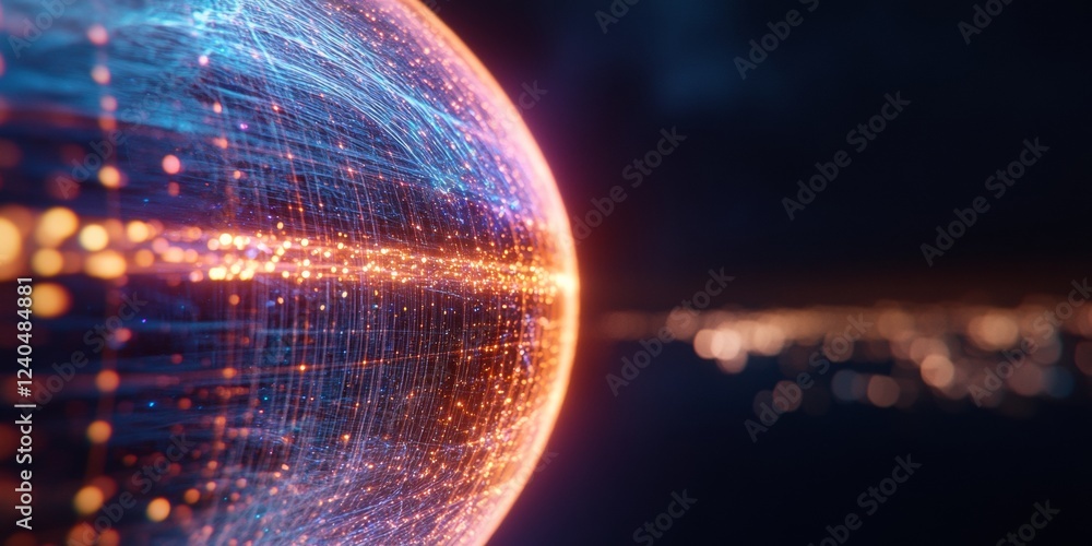 Poster Neon Energy Streams and Particle Effects Futuristic Digital Artwork for Technology Promotion and Data Visualization in Modern Business Design