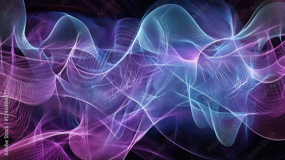 Poster abstract representation of colorful wave patterns in vibrant hues, showcasing fluid motion and dynam