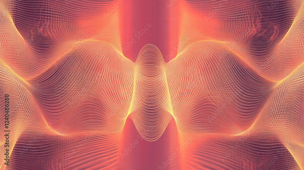 Poster abstract representation of brainwave pattern with vibrant colors and flowing lines, creating sense o