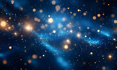 Obraz premium Abstract dark blue and gold particle background