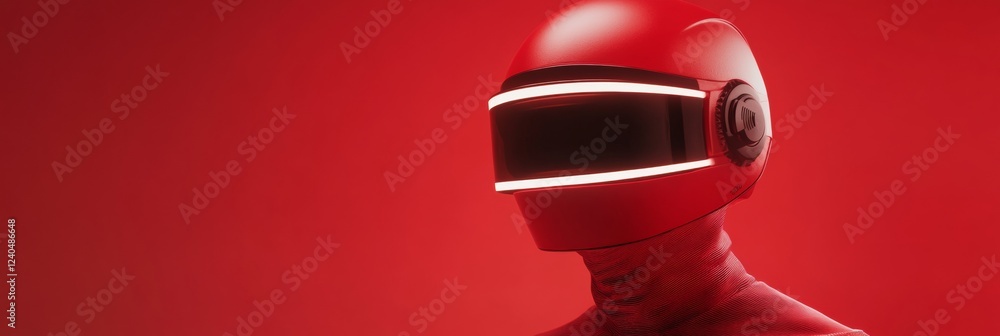 Poster futuristic red racing-style lollipop sleek virtual reality design for tech-infused retail and entert