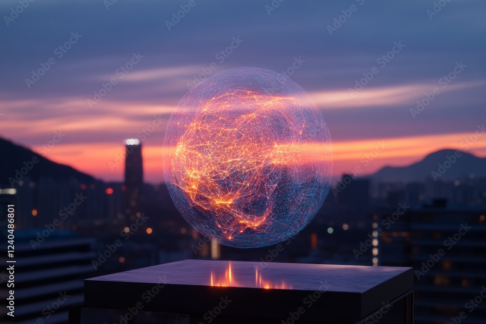 Leinwandbilder futuristic uwb smart home interface holographic iot display in modern seoul apartment - metallic sur