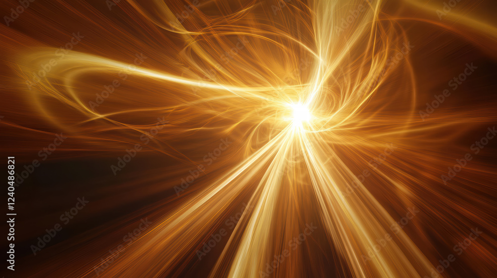 Poster abstract representation of light beam illuminating darkness, creating dynamic patterns and vibrant e
