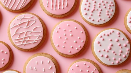 Deliciously Decorated Sugar Cookies in Soft Pink Icing with Creative Designs for Sweet Treats and Celebrations